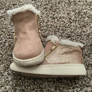 Maggie & Zoe toddler girl dusty pink glitter sneaker boots